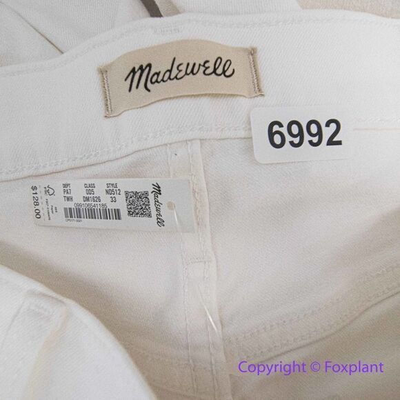 NEW Madewell‎ Mid-Rise Perfect Vintage Straight Jean in Tile White, 33 - Picture 12 of 16